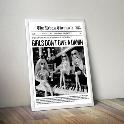 Wes Co Gallery Poster Girls Do Not Give a Damn Headline 11 x 17" Home Goods - Preppy Border or edge to edge Art Print