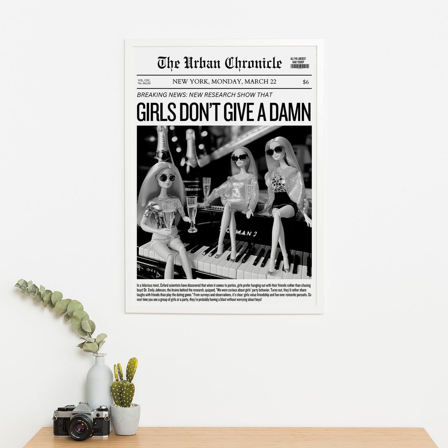 Wes Co Gallery Poster Girls Do Not Give a Damn Headline 11 x 17" Home Goods - Preppy Border or edge to edge Art Print