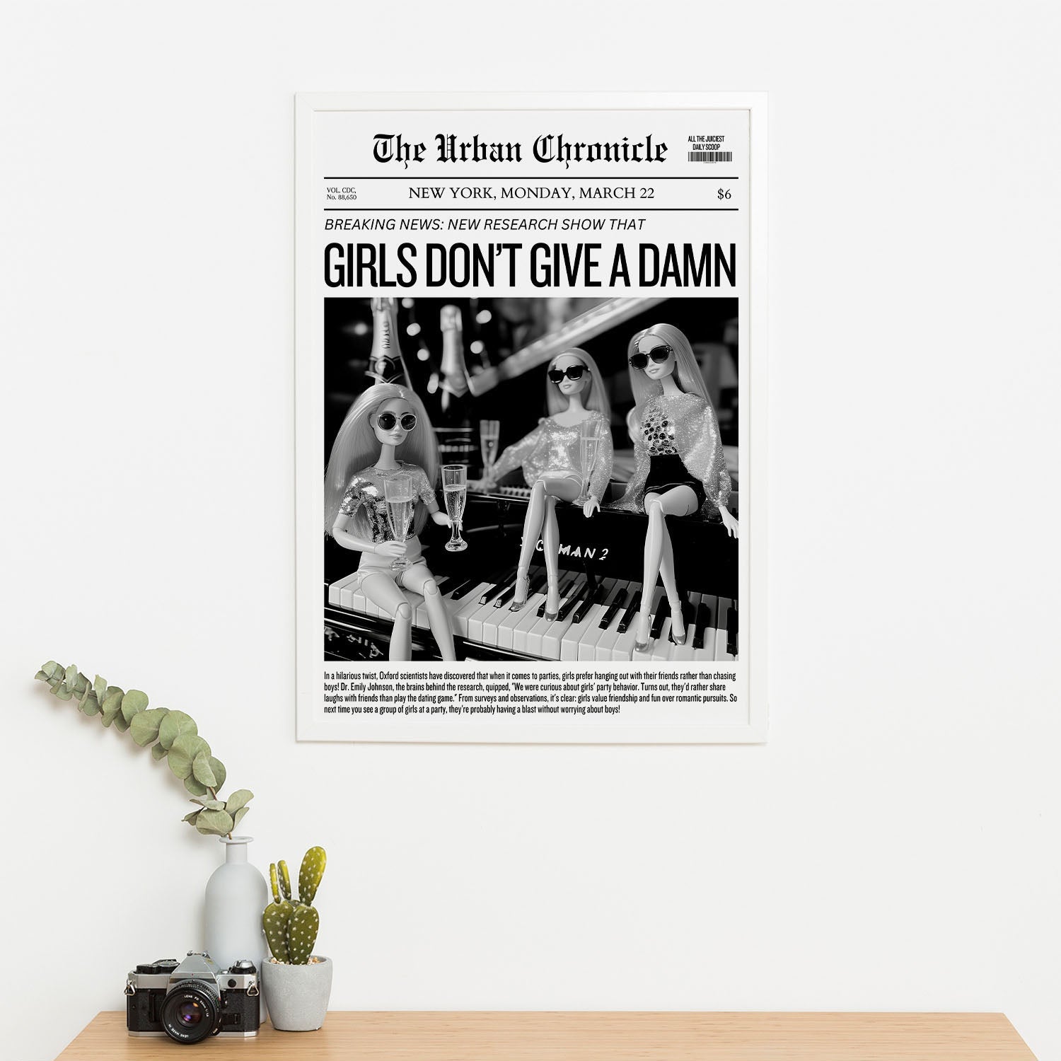 Wes Co Gallery Poster Girls Do Not Give a Damn Headline 11 x 17" Home Goods - Preppy Border or edge to edge Art Print