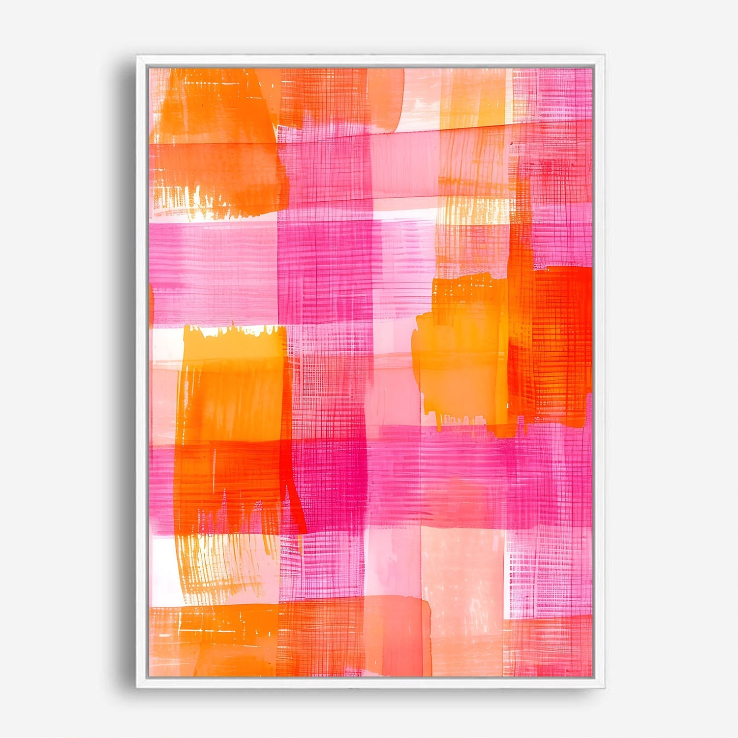 Wes Co Gallery Poster Pink Orange Abstract Checkered Pattern 8 x 10" Home Goods - Preppy Border or edge to edge Art Print