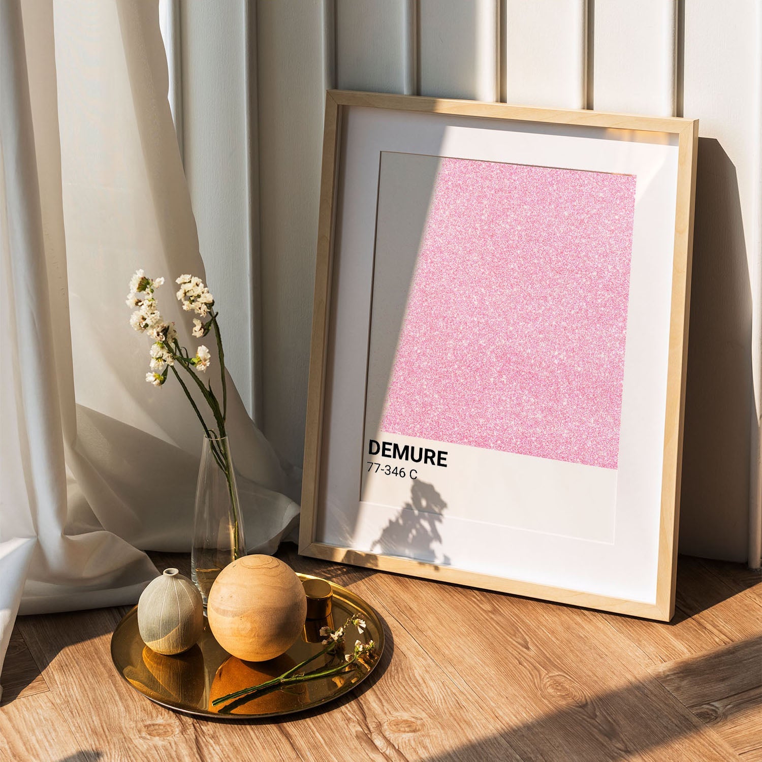 Wes Co Gallery Poster Demure Pink Glitter 5 x 7" Home Goods - Preppy Border or edge to edge Art Print