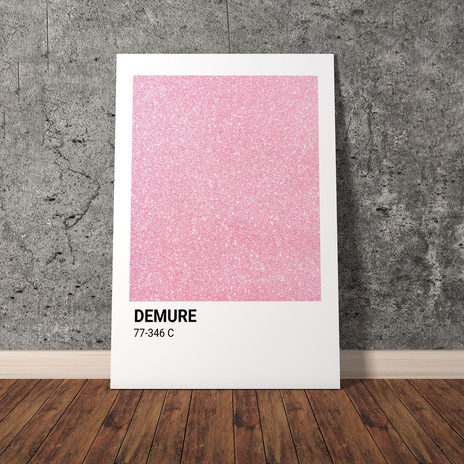 Wes Co Gallery Poster Demure Pink Glitter 8 x 10" Home Goods - Preppy Border or edge to edge Art Print