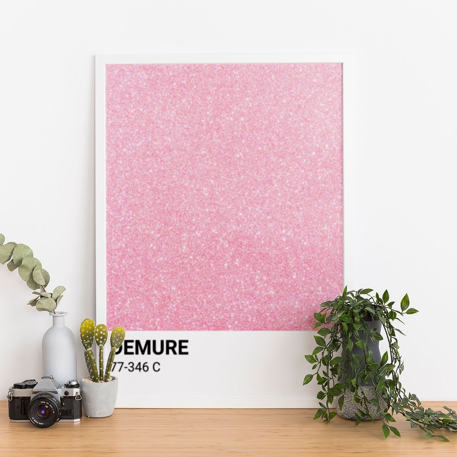 Wes Co Gallery Poster Demure Pink Glitter 11 x 17" Home Goods - Preppy Border or edge to edge Art Print