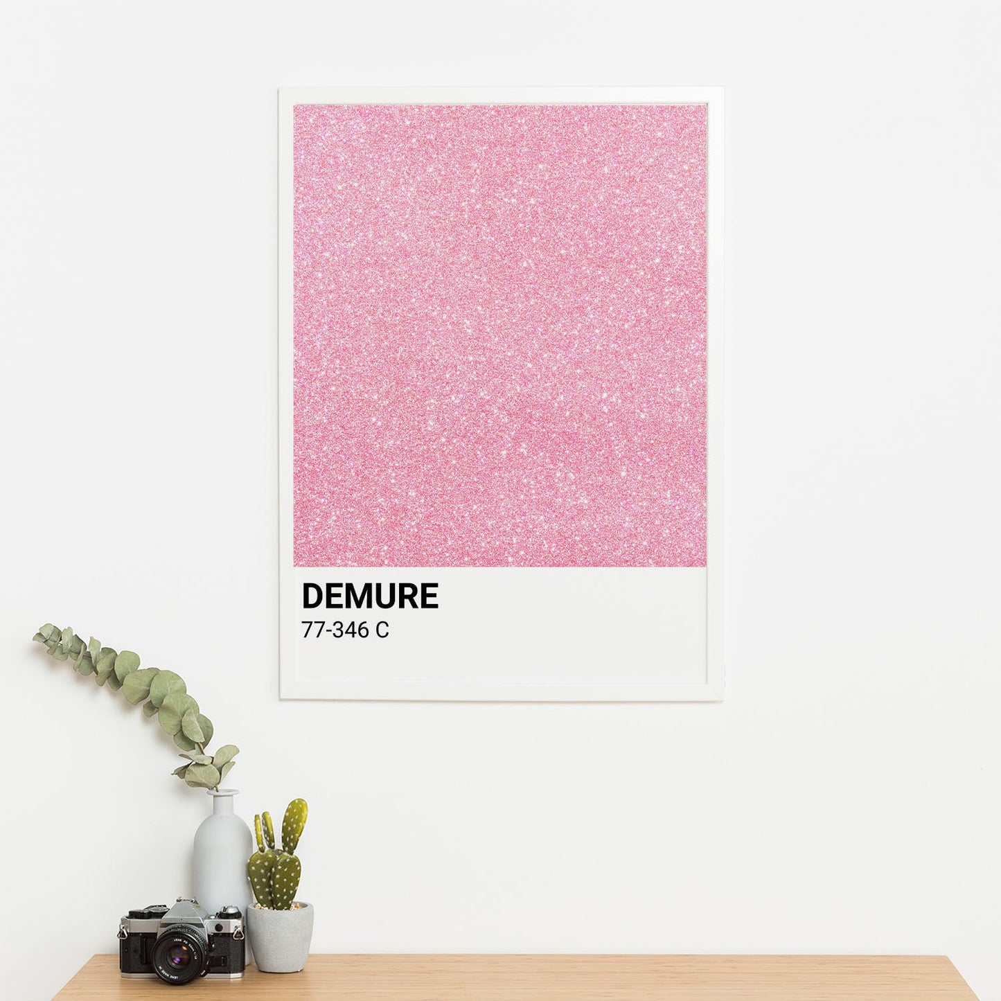 Wes Co Gallery Poster Demure Pink Glitter 11 x 17" Home Goods - Preppy Border or edge to edge Art Print