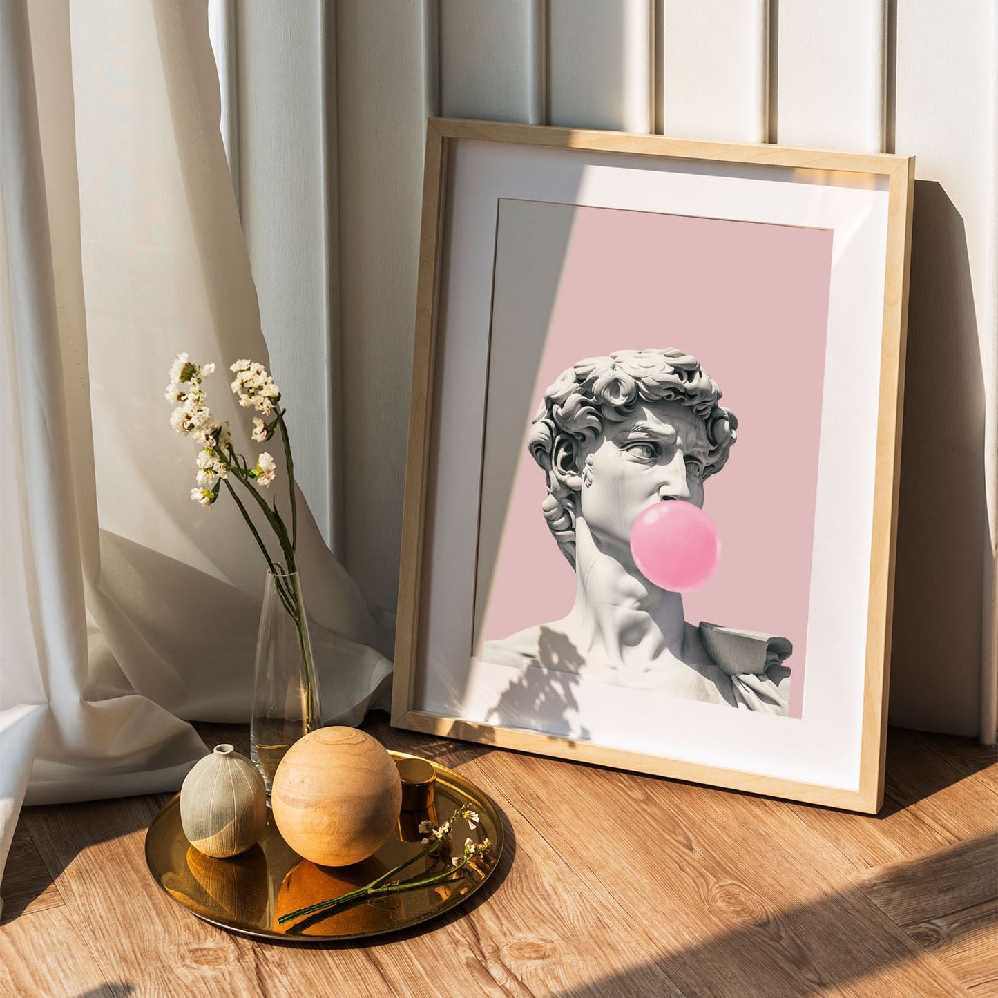 Wes Co Gallery Poster Michelangelo David Bubblegum 5 x 7" Home Goods - Preppy Border or edge to edge Art Print