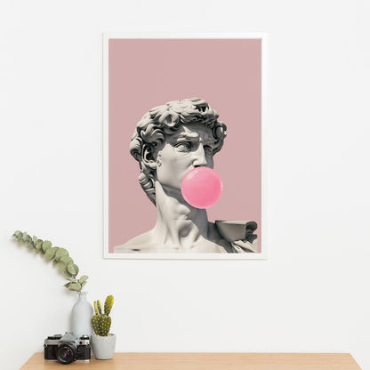 Wes Co Gallery Poster Michelangelo David Bubblegum 11 x 17" Home Goods - Preppy Border or edge to edge Art Print