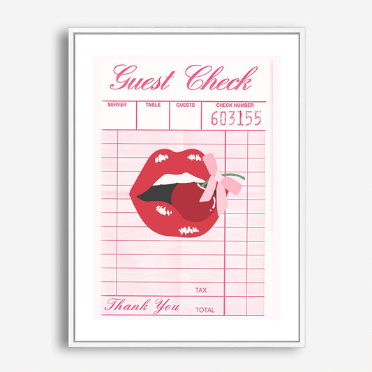 Wes Co Gallery Poster Cherry Lips Guest Check 5 x 7" Home Goods - Preppy Border or edge to edge Art Print