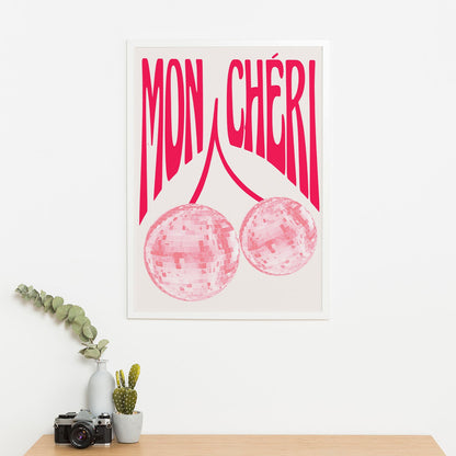 Wes Co Gallery Poster Pink Disco Mon Cheri 11 x 17" Home Goods - Preppy Border or edge to edge Art Print