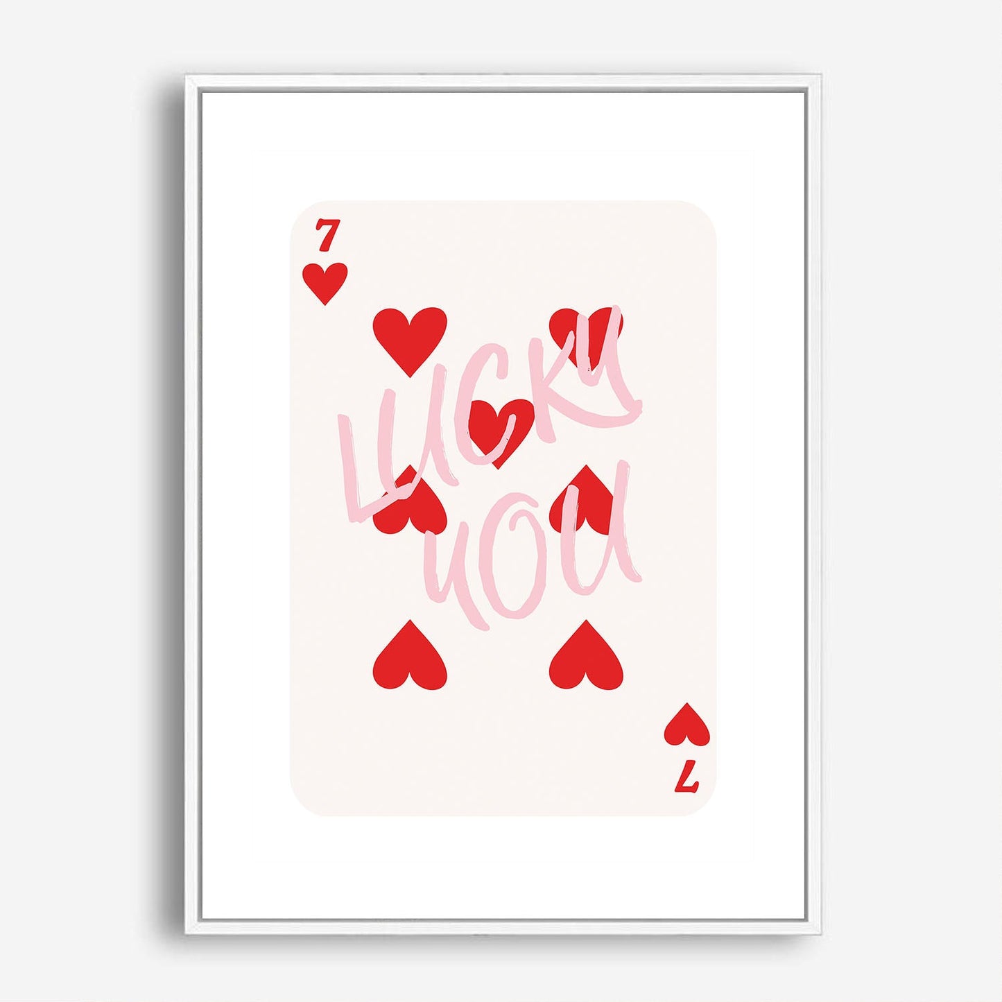 Wes Co Gallery Poster Lucky You Hearts Card 5 x 7" Home Goods - Preppy Border or edge to edge Art Print