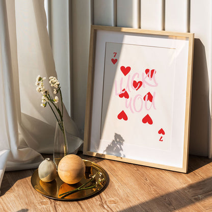 Wes Co Gallery Poster Lucky You Hearts Card 5 x 7" Home Goods - Preppy Border or edge to edge Art Print