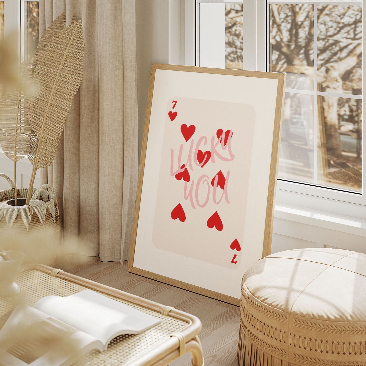 Wes Co Gallery Poster Lucky You Hearts Card 8 x 10" Home Goods - Preppy Border or edge to edge Art Print