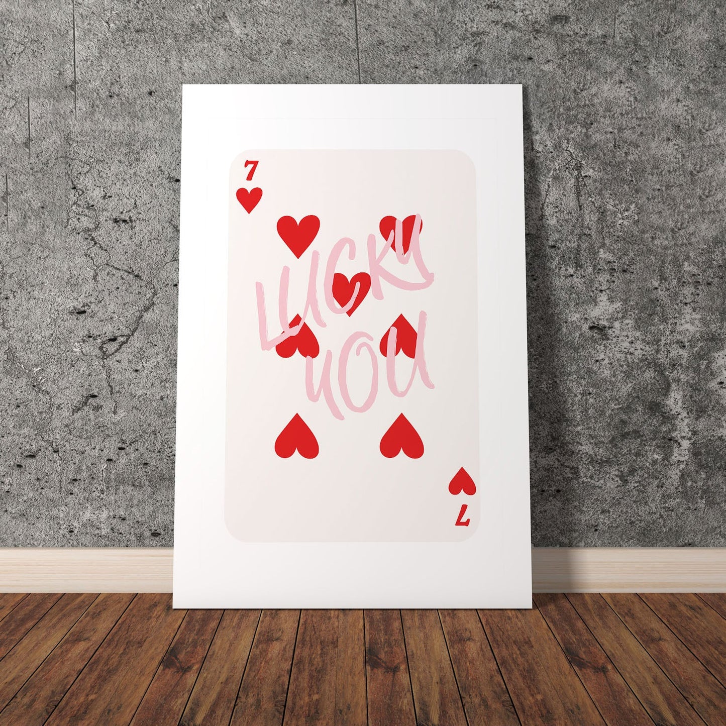 Wes Co Gallery Poster Lucky You Hearts Card 8 x 10" Home Goods - Preppy Border or edge to edge Art Print