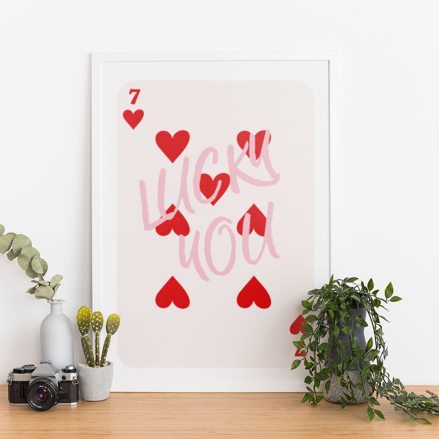 Wes Co Gallery Poster Lucky You Hearts Card 11 x 17" Home Goods - Preppy Border or edge to edge Art Print