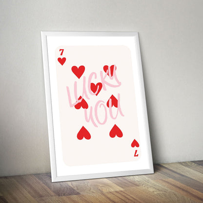 Wes Co Gallery Poster Lucky You Hearts Card 11 x 17" Home Goods - Preppy Border or edge to edge Art Print