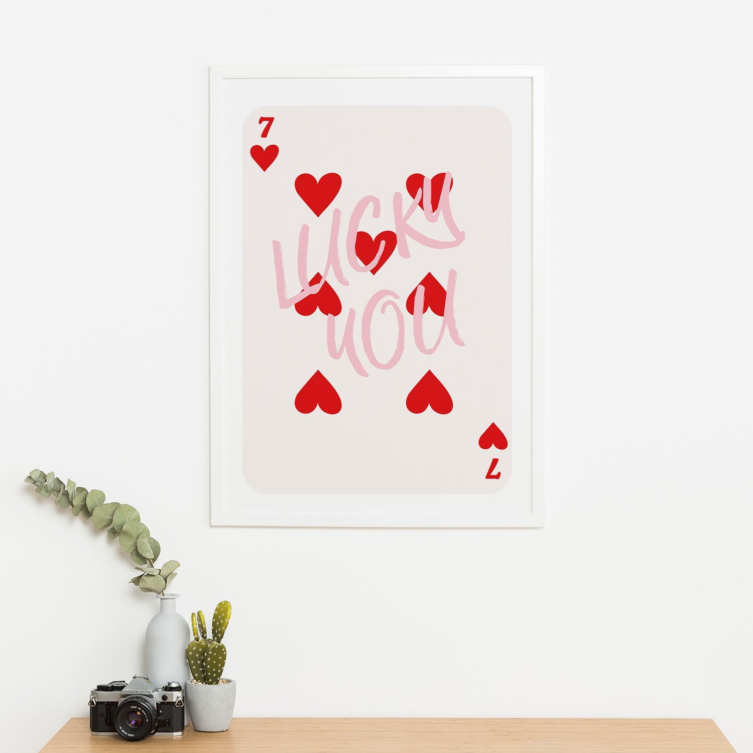 Wes Co Gallery Poster Lucky You Hearts Card 11 x 17" Home Goods - Preppy Border or edge to edge Art Print