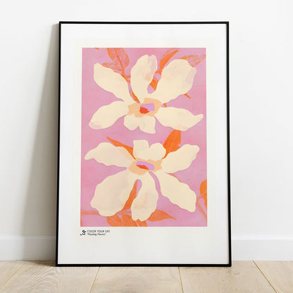 Wes Co Gallery Poster Pink Floral Elegance 5 x 7" Home Goods - Preppy Border or edge to edge Art Print