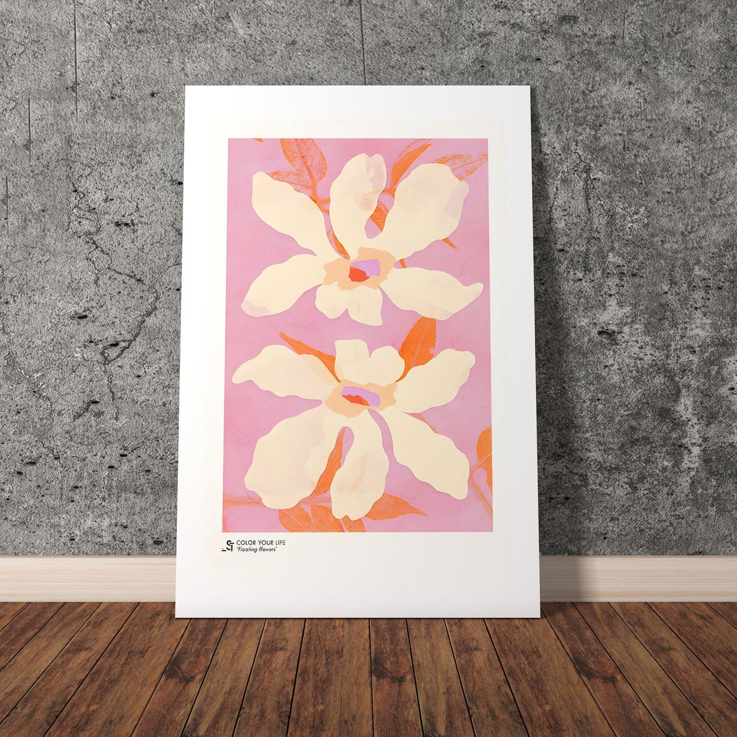 Wes Co Gallery Poster Pink Floral Elegance 8 x 10" Home Goods - Preppy Border or edge to edge Art Print