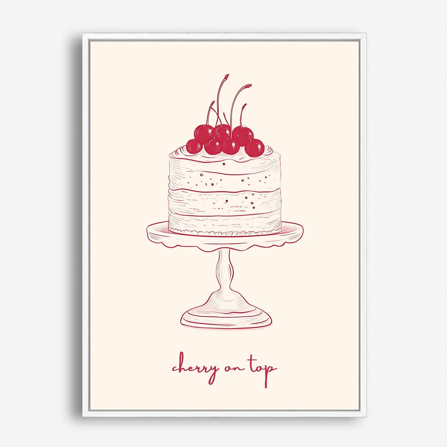 Wes Co Gallery Poster Cherry Cake Illustration 8 x 10" Home Goods - Preppy Border or edge to edge Art Print