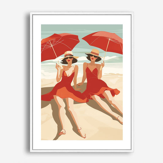 Wes Co Gallery Poster Retro Beach Umbrellas 5 x 7" Home Goods - Preppy Border or edge to edge Art Print