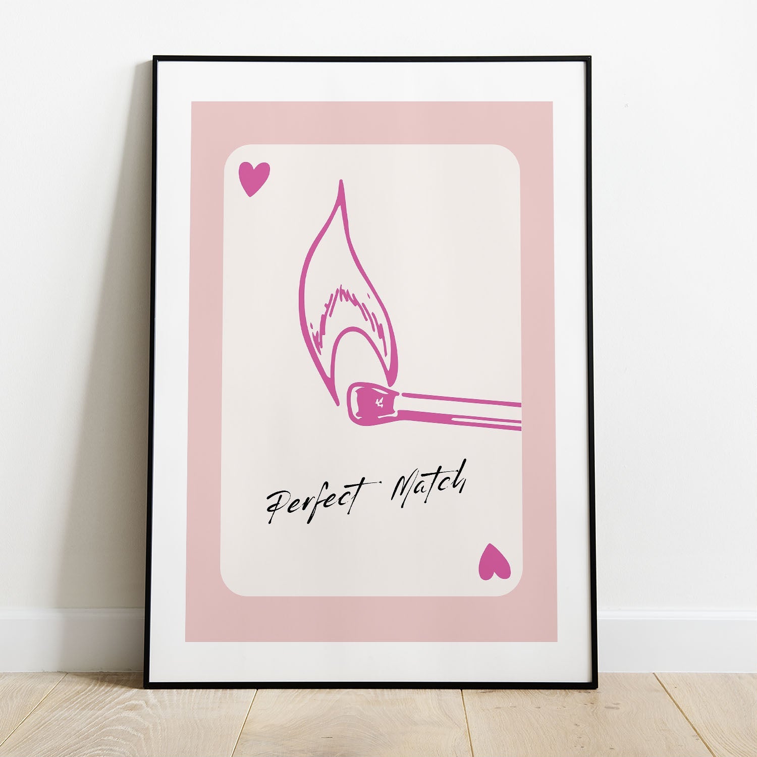 Wes Co Gallery Poster Perfect Match Hearts Card 5 x 7" Home Goods - Preppy Border or edge to edge Art Print