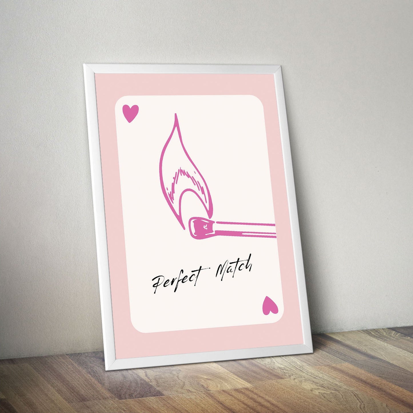 Wes Co Gallery Poster Perfect Match Hearts Card 11 x 17" Home Goods - Preppy Border or edge to edge Art Print