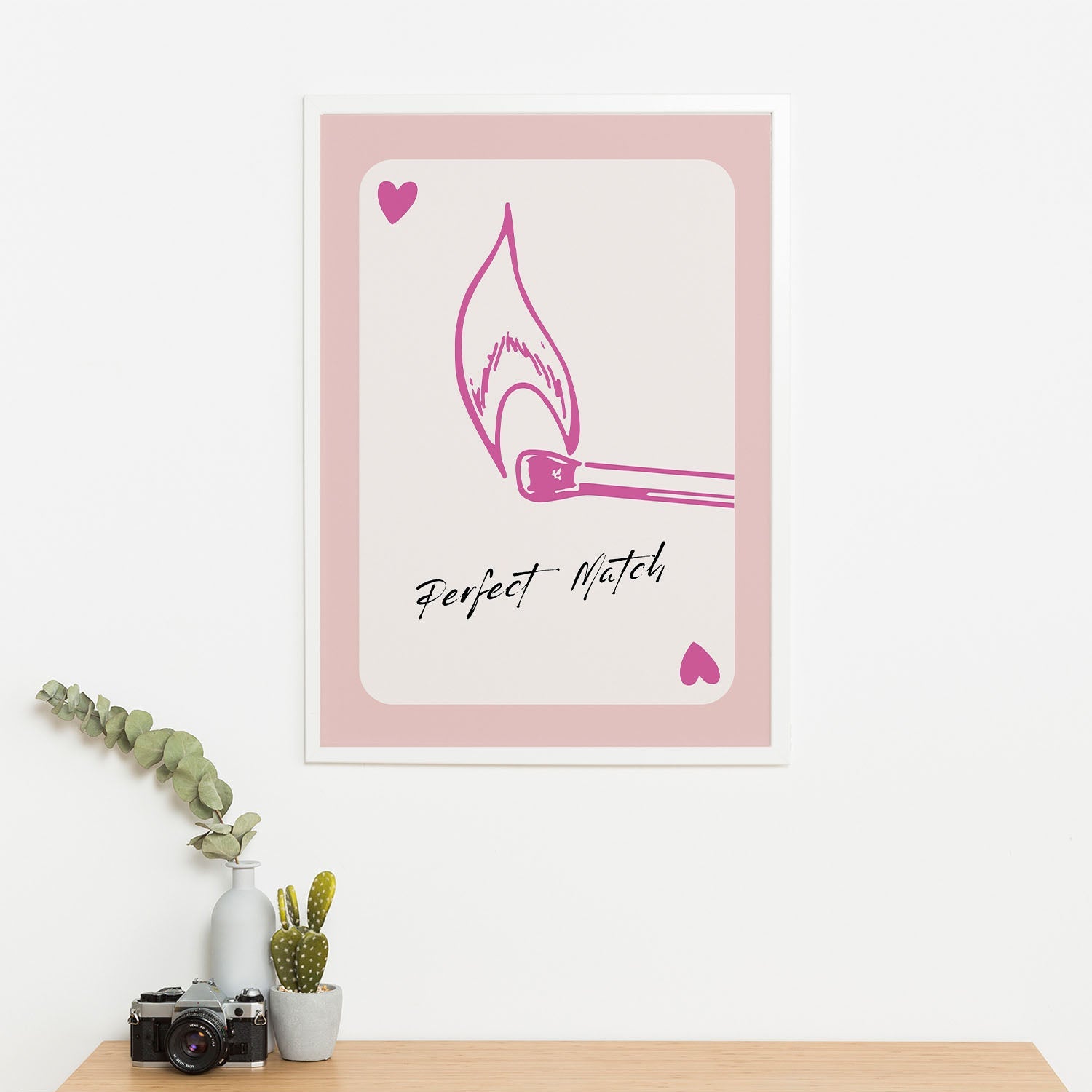 Wes Co Gallery Poster Perfect Match Hearts Card 11 x 17" Home Goods - Preppy Border or edge to edge Art Print