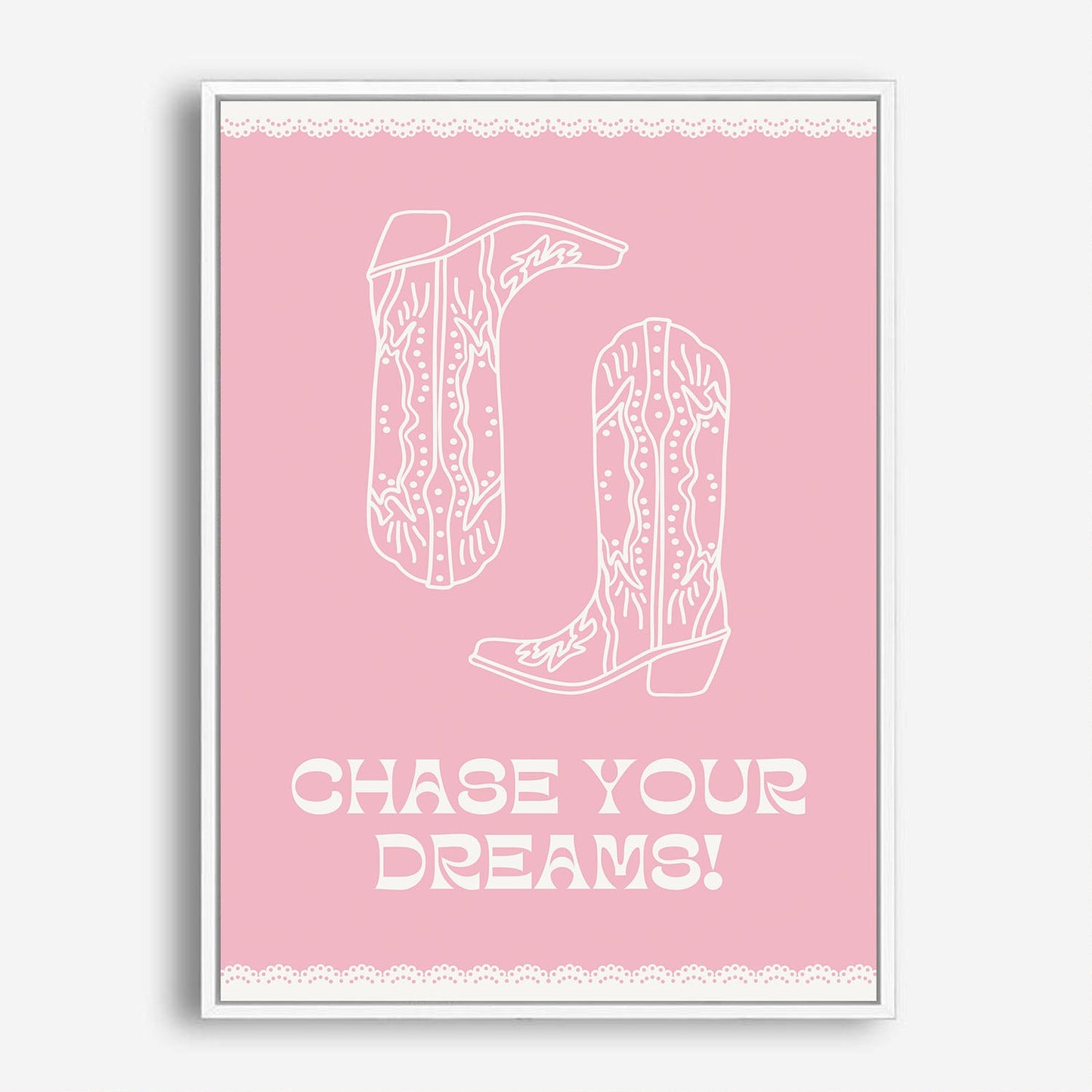 Wes Co Gallery Poster Chase Your Dreams Boots 8 x 10" Home Goods - Preppy Border or edge to edge Art Print