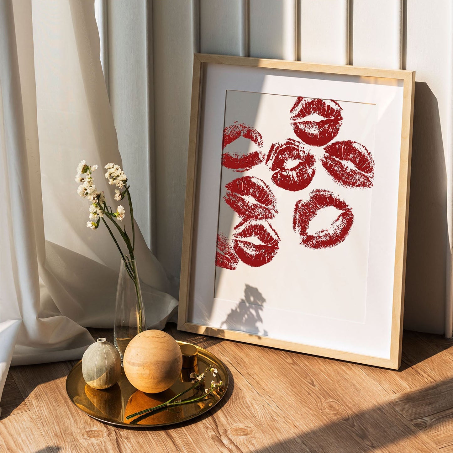 Wes Co Gallery Poster Red Lip Kisses 5 x 7" Home Goods - Preppy Border or edge to edge Art Print