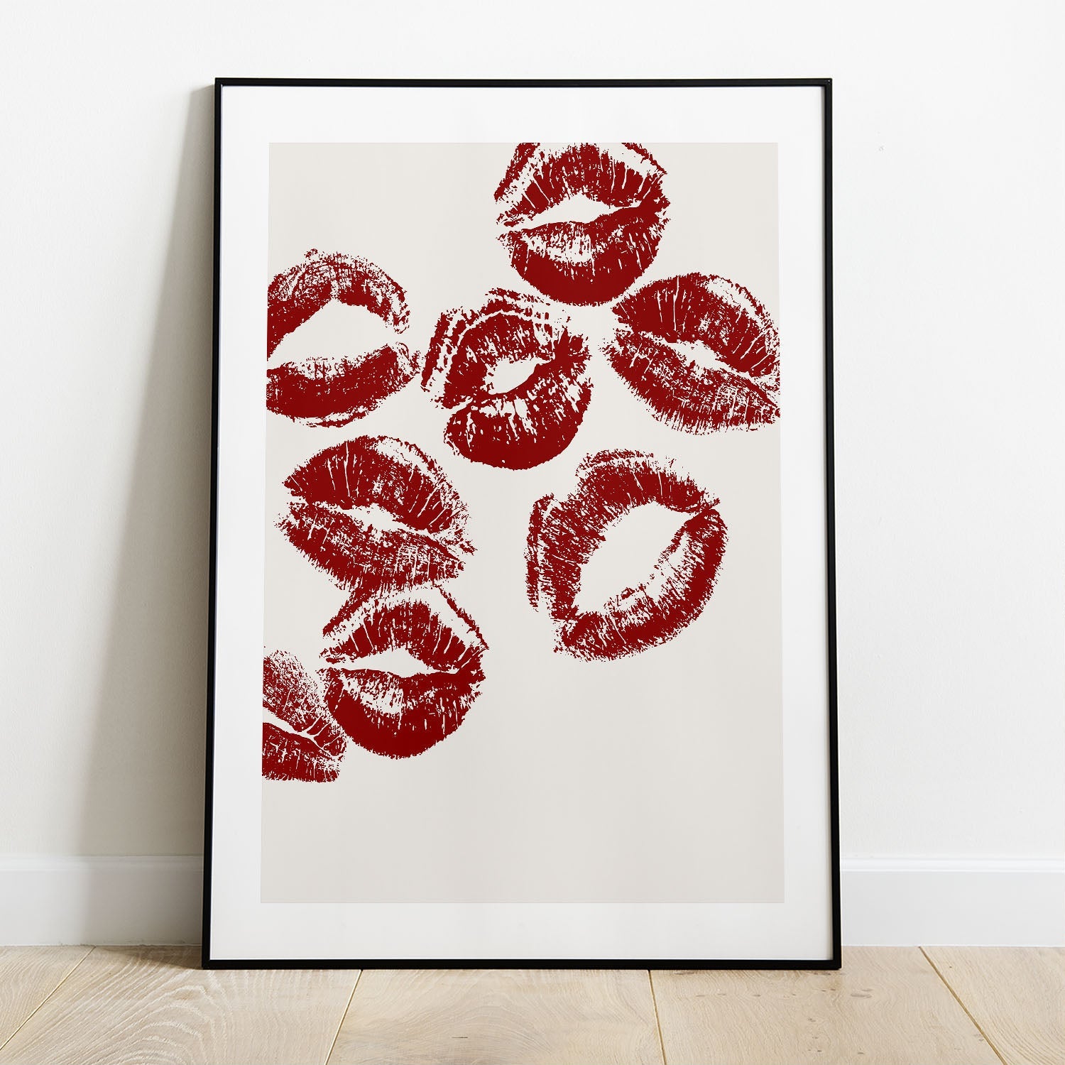 Wes Co Gallery Poster Red Lip Kisses 5 x 7" Home Goods - Preppy Border or edge to edge Art Print