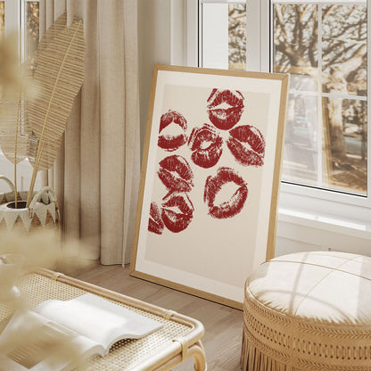 Wes Co Gallery Poster Red Lip Kisses 8 x 10" Home Goods - Preppy Border or edge to edge Art Print