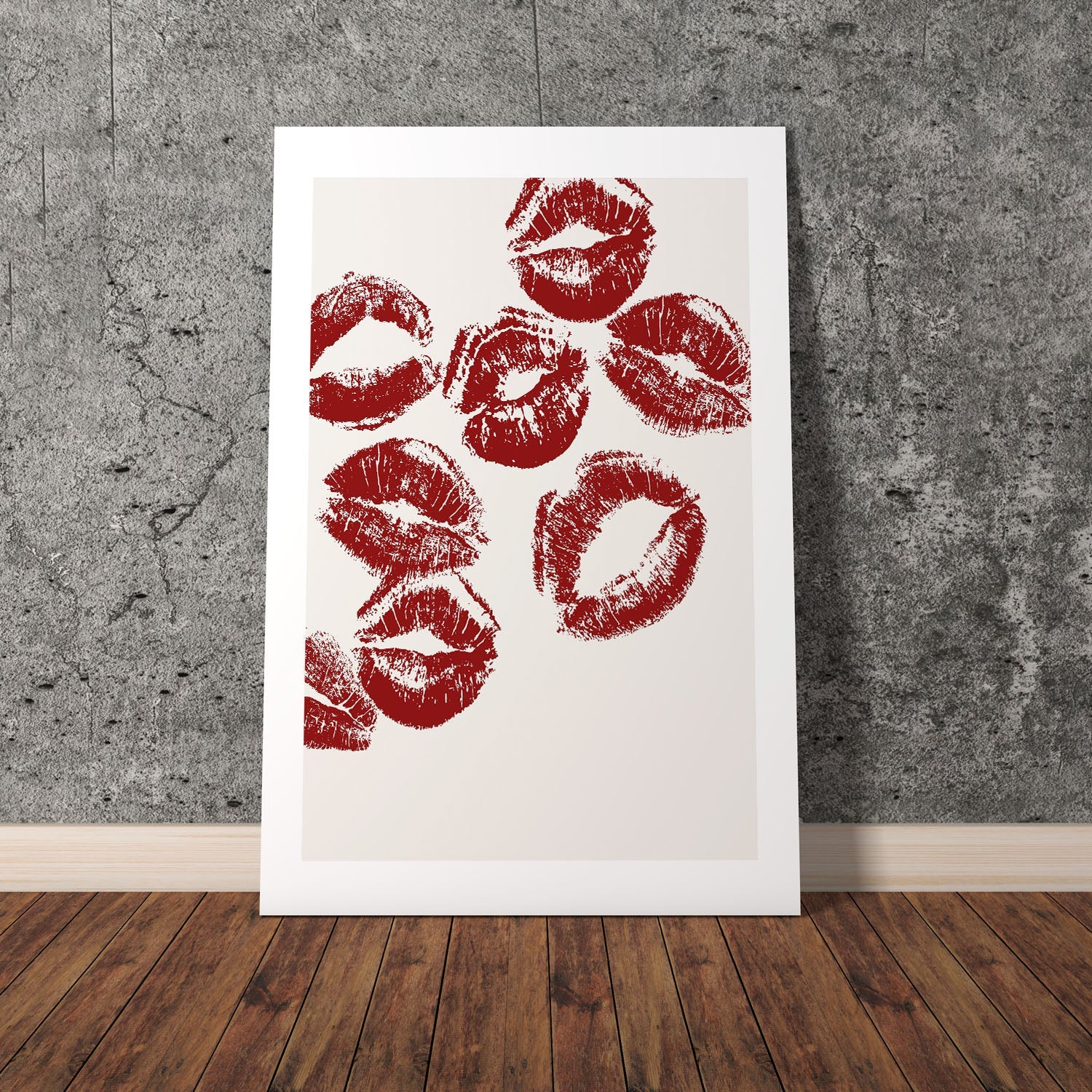 Wes Co Gallery Poster Red Lip Kisses 8 x 10" Home Goods - Preppy Border or edge to edge Art Print