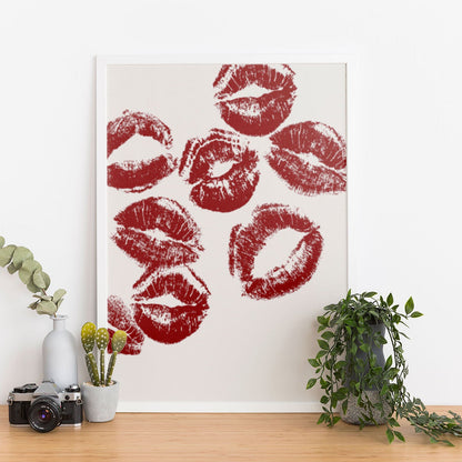 Wes Co Gallery Poster Red Lip Kisses 11 x 17" Home Goods - Preppy Border or edge to edge Art Print