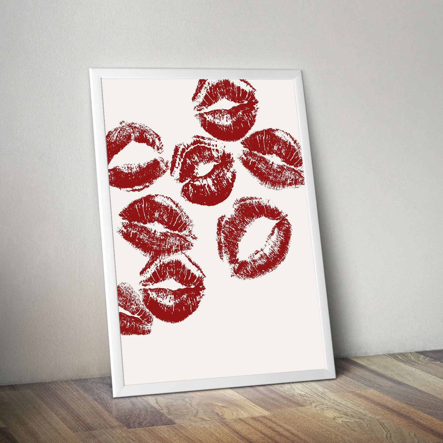 Wes Co Gallery Poster Red Lip Kisses 11 x 17" Home Goods - Preppy Border or edge to edge Art Print