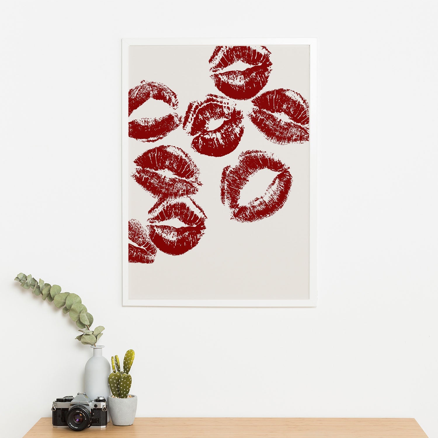 Wes Co Gallery Poster Red Lip Kisses 11 x 17" Home Goods - Preppy Border or edge to edge Art Print