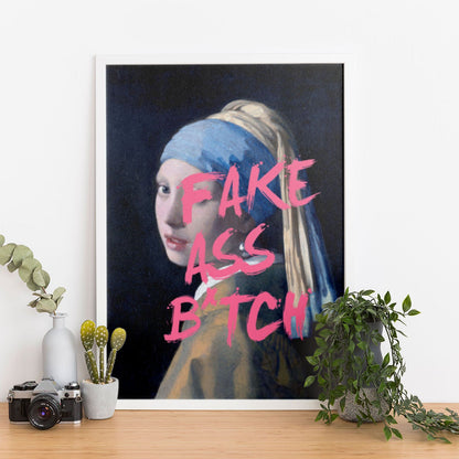 Wes Co Gallery Poster Modern Vermeer Girl 11 x 17" Home Goods - Preppy Border or edge to edge Art Print