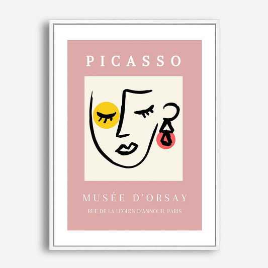 Wes Co Gallery Poster Picasso Pink Line Face 5 x 7" Home Goods - Preppy Border or edge to edge Art Print