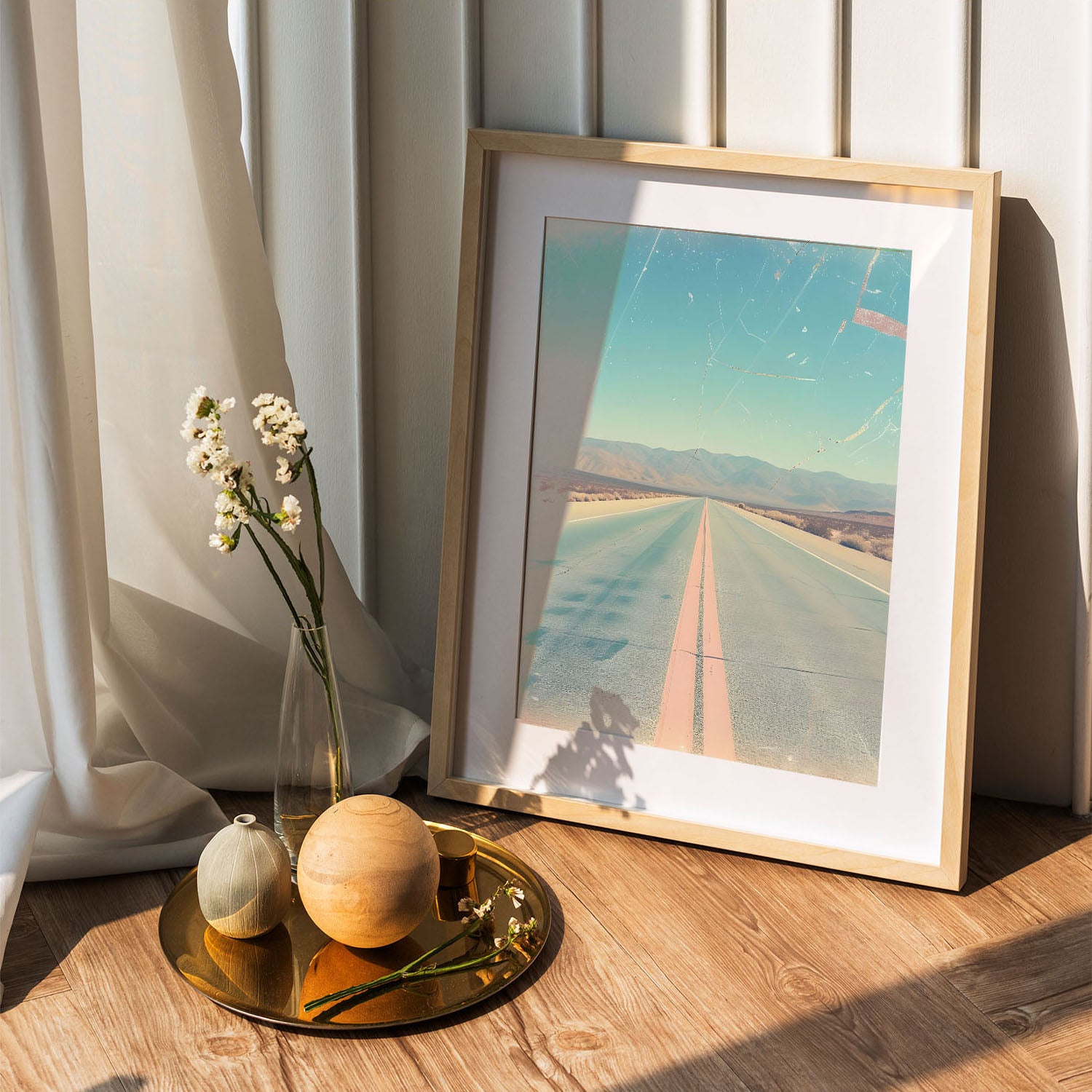 Wes Co Gallery Poster Endless Desert Highway 5 x 7" Home Goods - Summer Border or edge to edge Art Print