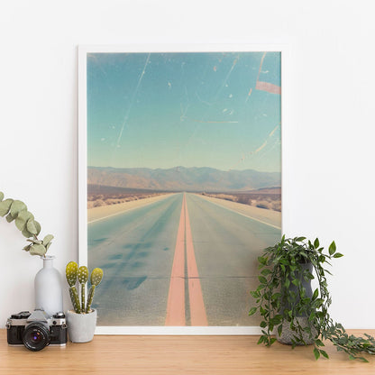 Wes Co Gallery Poster Endless Desert Highway 11 x 17" Home Goods - Summer Border or edge to edge Art Print