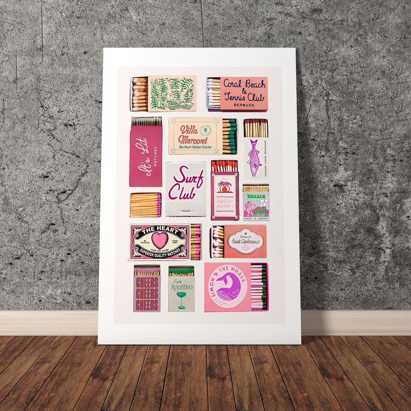 Wes Co Gallery Poster Retro Matchbox Collection 8 x 10" Home Goods - Summer Border or edge to edge Art Print