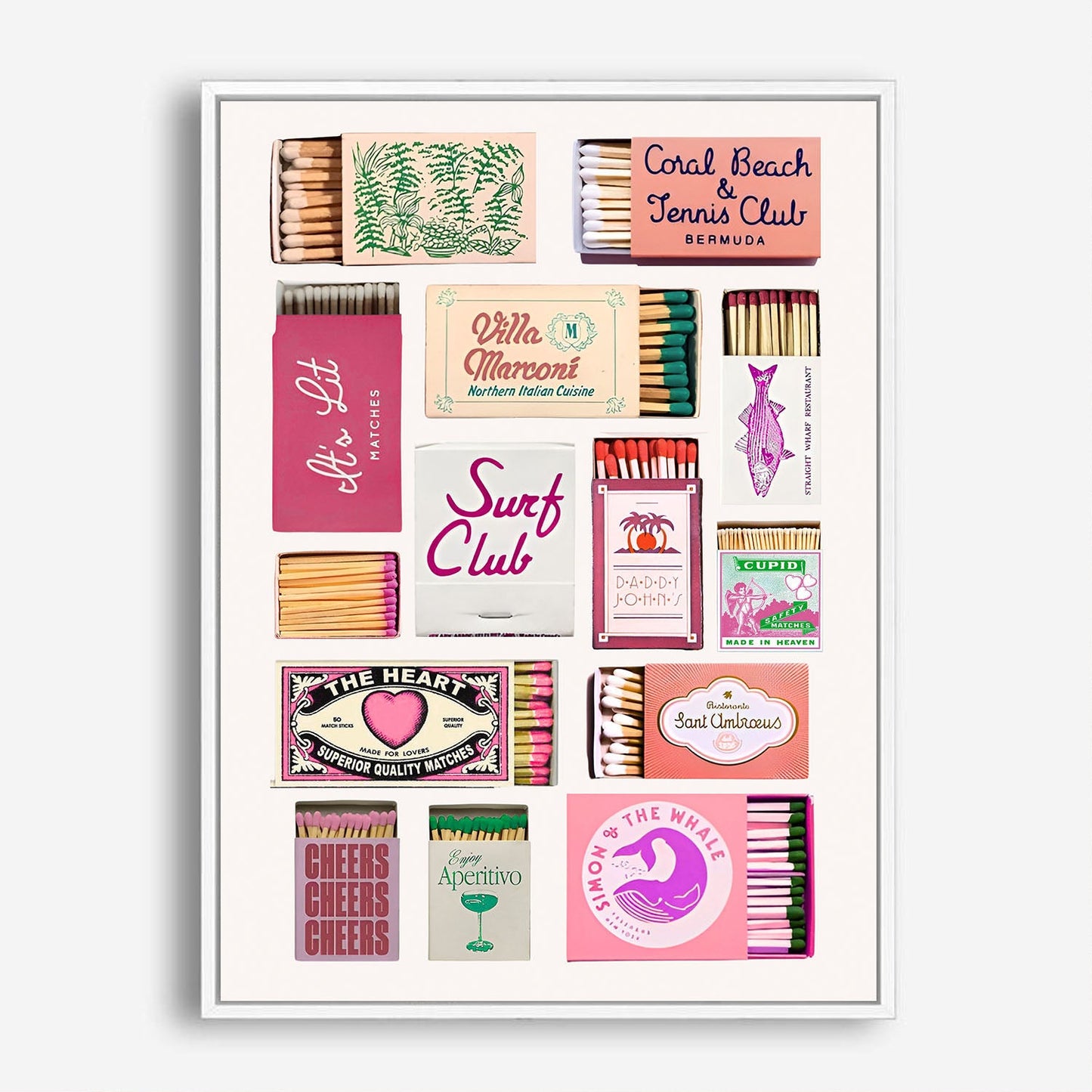 Wes Co Gallery Poster Retro Matchbox Collection 8 x 10" Home Goods - Summer Border or edge to edge Art Print