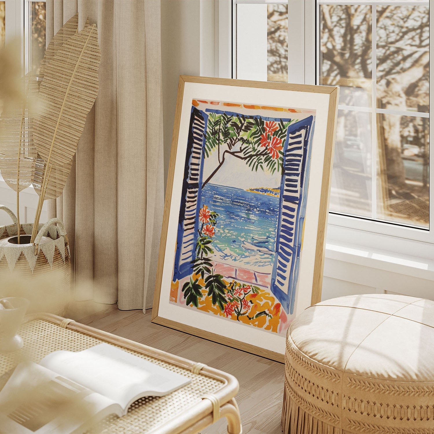 Wes Co Gallery Poster Mediterranean Window Seaview 8 x 10" Home Goods - Summer Border or edge to edge Art Print