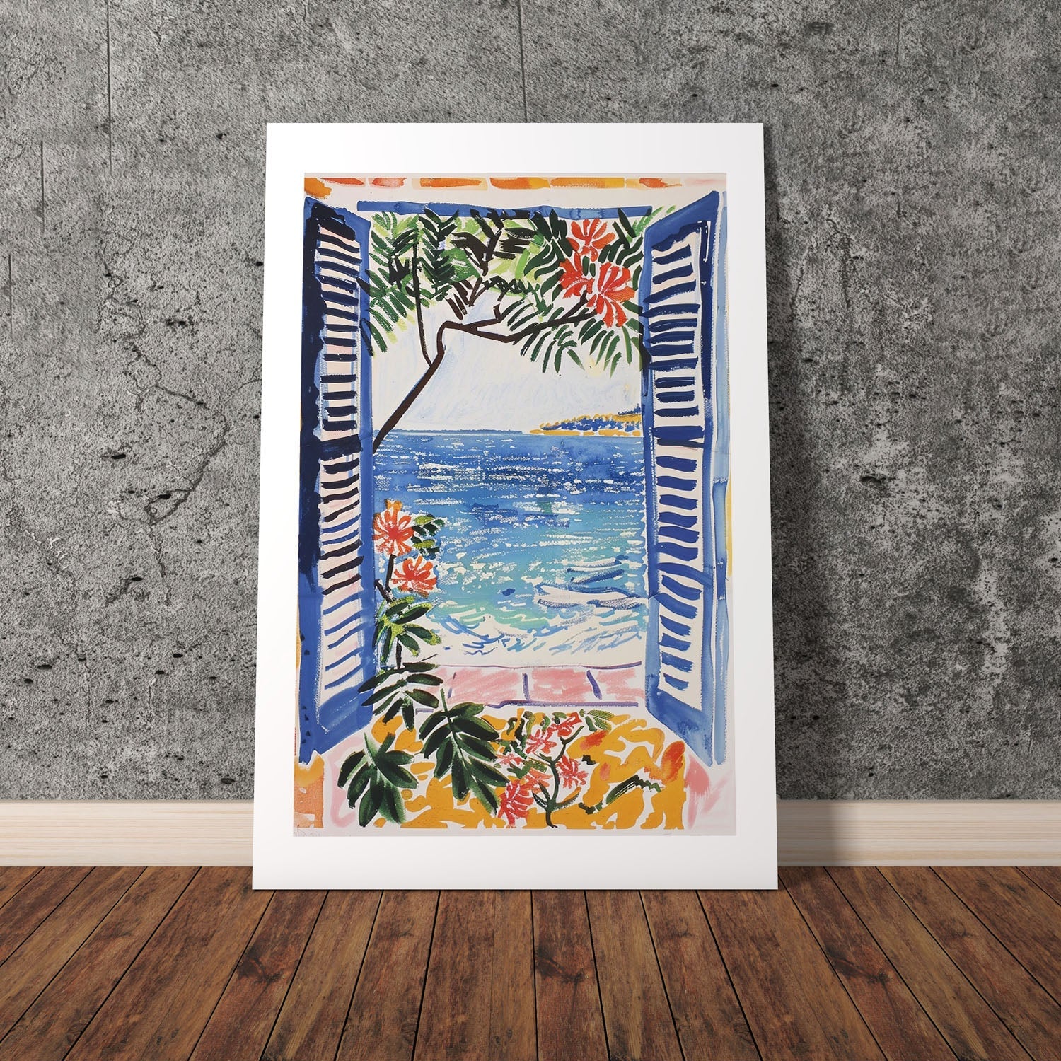 Wes Co Gallery Poster Mediterranean Window Seaview 8 x 10" Home Goods - Summer Border or edge to edge Art Print