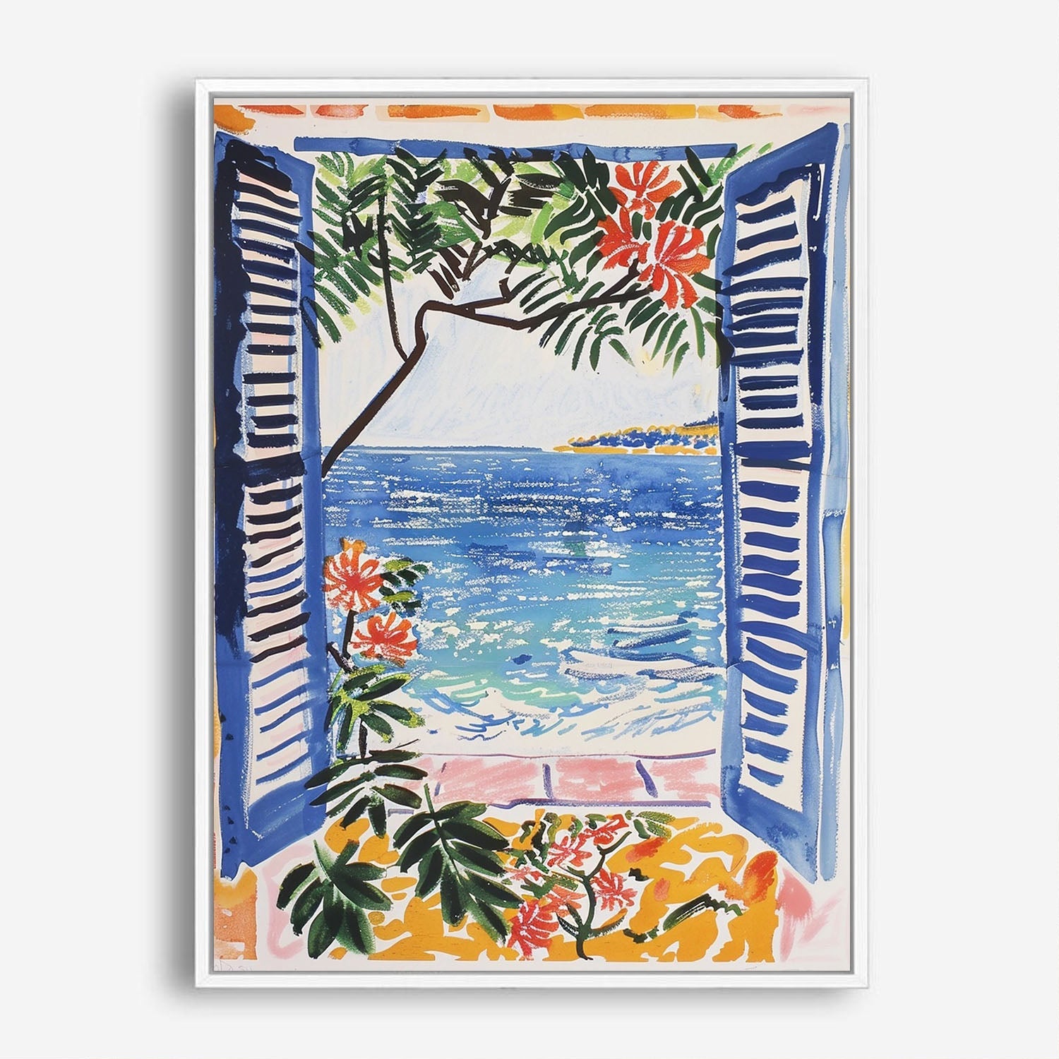 Wes Co Gallery Poster Mediterranean Window Seaview 8 x 10" Home Goods - Summer Border or edge to edge Art Print