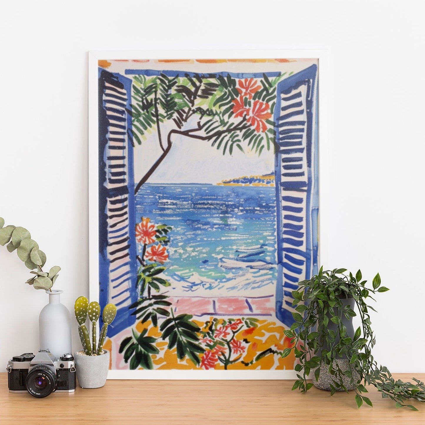 Wes Co Gallery Poster Mediterranean Window Seaview 11 x 17" Home Goods - Summer Border or edge to edge Art Print