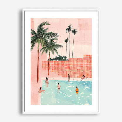 Wes Co Gallery Poster Palm Poolside Gathering 5 x 7" Home Goods - Summer Border or edge to edge Art Print