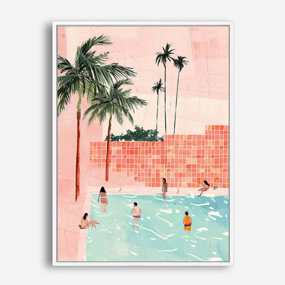 Wes Co Gallery Poster Palm Poolside Gathering 8 x 10" Home Goods - Summer Border or edge to edge Art Print