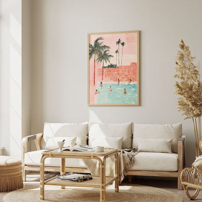 Wes Co Gallery Poster Palm Poolside Gathering 8 x 10" Home Goods - Summer Border or edge to edge Art Print