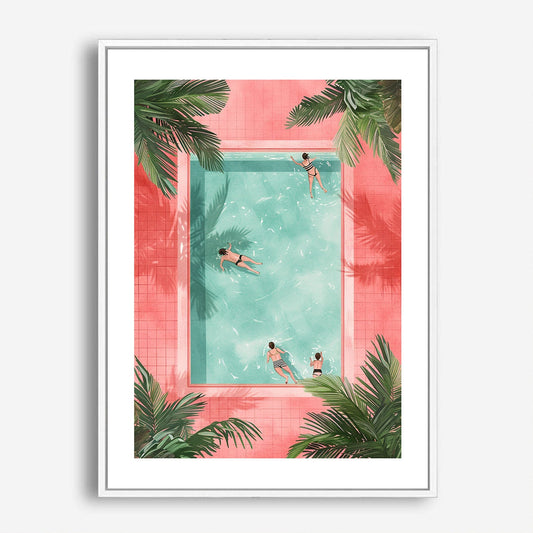 Wes Co Gallery Poster Tropical Pool Day 5 x 7" Home Goods - Summer Border or edge to edge Art Print