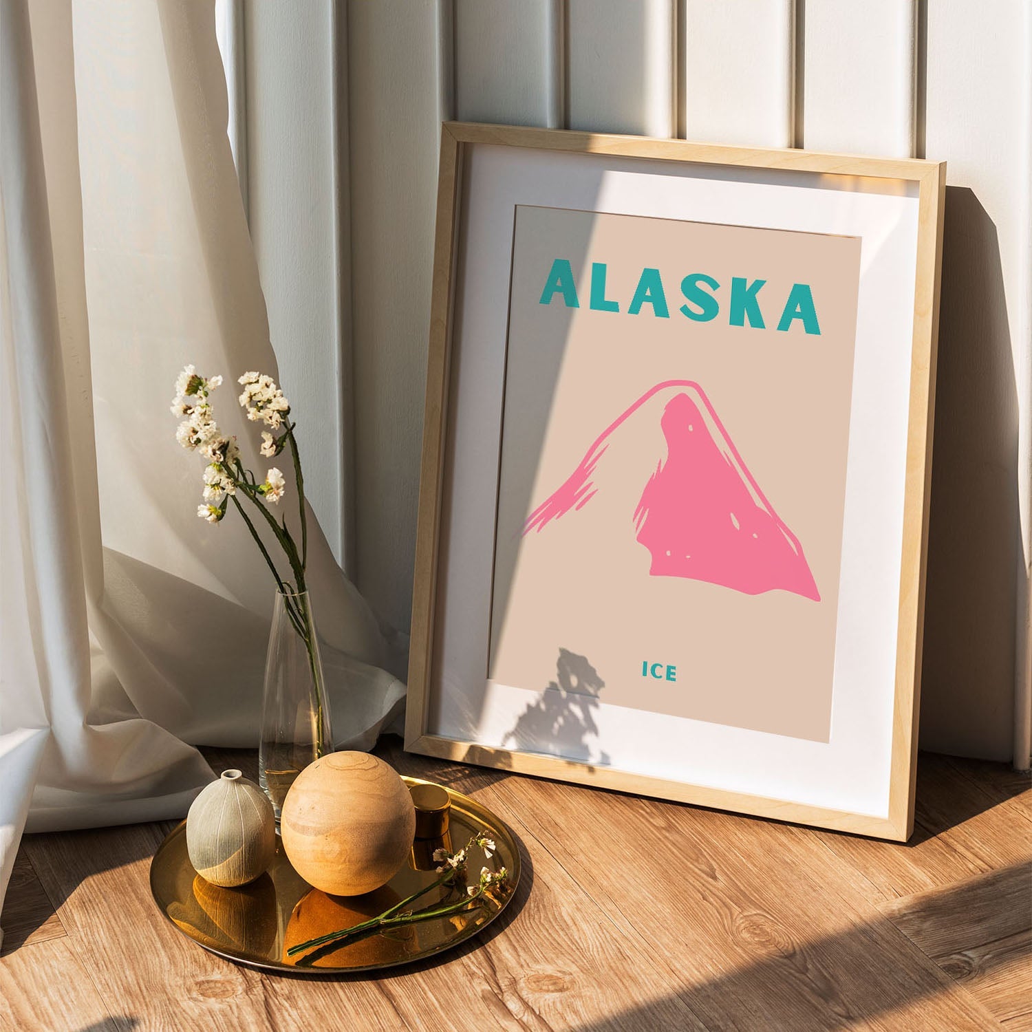 Wes Co Gallery Poster Alaska Icecap Colorful Travel 5 x 7" Home Goods - Travel Illustrations Edge to edge Art Print