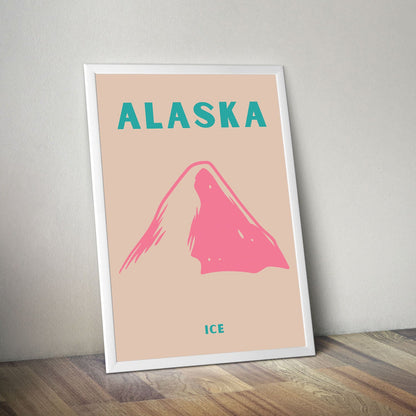 Wes Co Gallery Poster Alaska Icecap Colorful Travel 16 x 20" Home Goods - Travel Illustrations Edge to edge Art Print